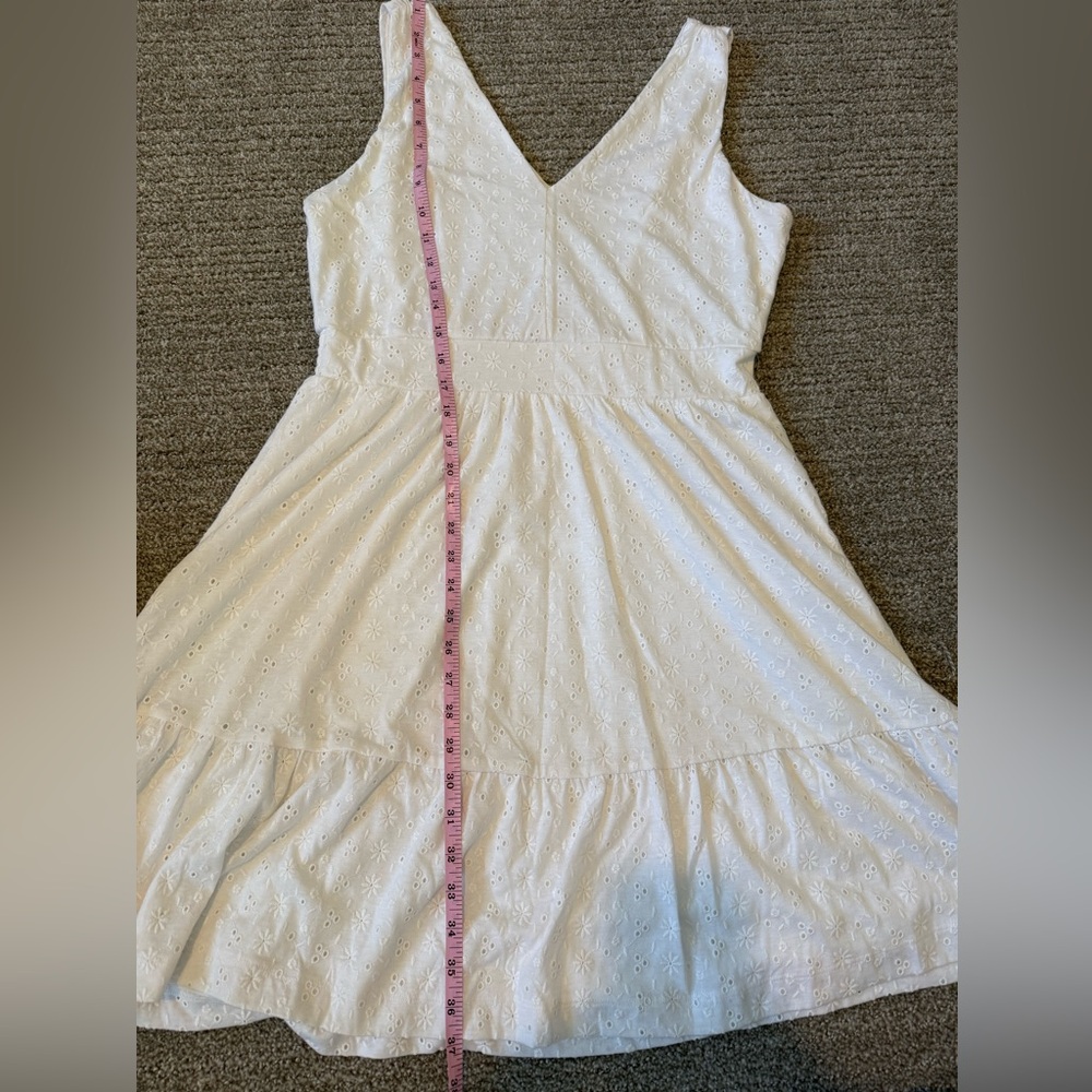 LOFT Cute White Double V-Neck Flounce Sundress - Picture 11 of 12